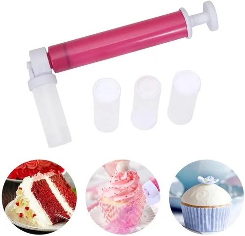 Vista 3 de Aerógrafo manual para pasteles, bomba de aerógrafo para hornear bricolaje, kit de decoración de pasteles con 4 tubos de pulverización y 3 raspadores
