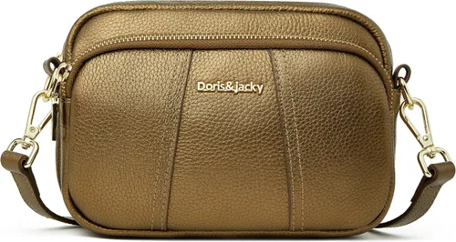 Vista 7 de DORIS&JACKY Bolso cruzado de cuero para mujer, pequeño, suave, con triple cremallera, con correa ajustable