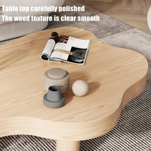 Vista 5 de HM&DX Mesa auxiliar de madera irregular con forma de nube, mesa auxiliar gruesa de esquina redonda, mesa de cóctel moderna con 3 patas para muebles