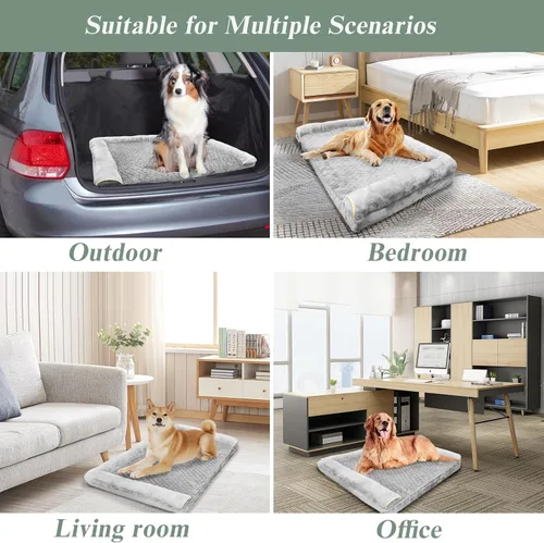 Vista 6 de Cama ortopédica para perro, extra grande con espuma viscoelástica, funda impermeable y lavable (36 pulgadas, gris)