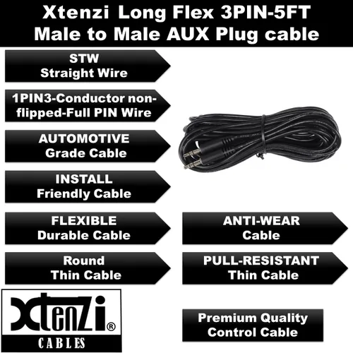 Vista 5 de Xtenzi Accesorio de cable flexible auxiliar de 3 pines para perilla remota de graves compatible con amplificadores PLC Rockford Fosgate Prime