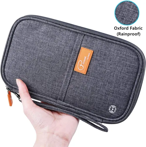 Vista 20 de VanFn Cartera RFID para pasaporte de viaje, soporte para pasaporte familiar, organizador de documentos de viaje serie P.Travel (nailon, gris)