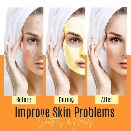 Vista 8 de Mascarilla facial de cúrcuma, tratamiento orgánico puro para el acné + aumenta la circulación + antienvejecimiento para el cuidado de la piel opaca