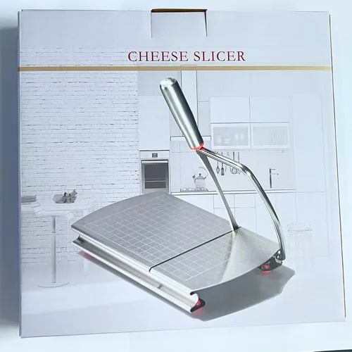 Vista 9 de Rebanador de queso con 2 piezas de cuchillo de queso, cortador de queso multiusos de acero inoxidable para queso en bloque con juego de 2 piezas