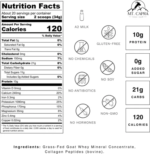 Vista 3 de Mt. Capra Clean Minerals con péptidos de colágeno y proteína entera limpia + minerales y probióticos