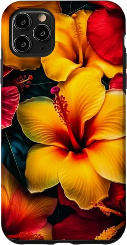 Vista 13 de Hawaiian Tropical Yellow Red Hibiscus Plumeria Case for iPhone 17