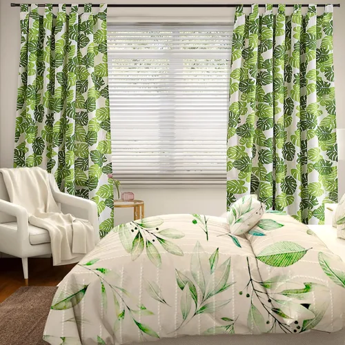 Vista 3 de BROSHAN Cortinas blancas y verdes para dormitorio, cortinas de ventana de hojas de plantas tropicales, 2 paneles de 78 pulgadas de largo, cortinas