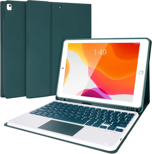 Vista 11 de Funda de teclado LAMA para iPad de 10.2 pulgadas, estuche inalámbrico con teclado con soporte para lápices para iPad de 10.2 y 10.5 pulgadas