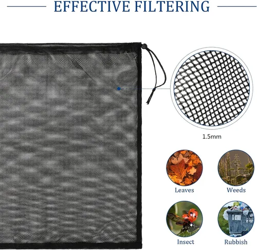 Vista 3 de Shappy Paquete de 2 bolsas grandes de barrera de bomba de 19 x 20 pulgadas, filtro de bomba negra, bolsa de medios de filtro de malla fina