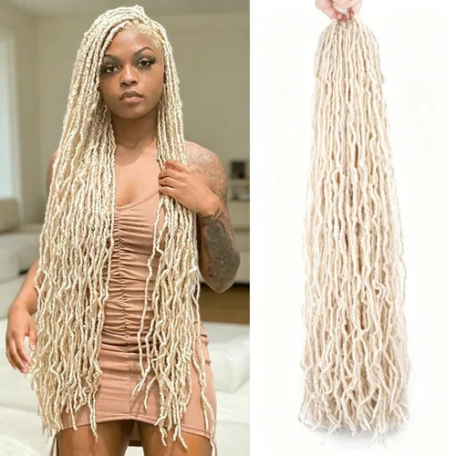 Vista 50 de 6 Paquetes Soft Locs Cabello de Ganchillo Pre Looped Faux Locs Trenzas de Ganchillo Goddess Locs Dreadlocs Cabello Sintético Para Mujeres Negras 1b