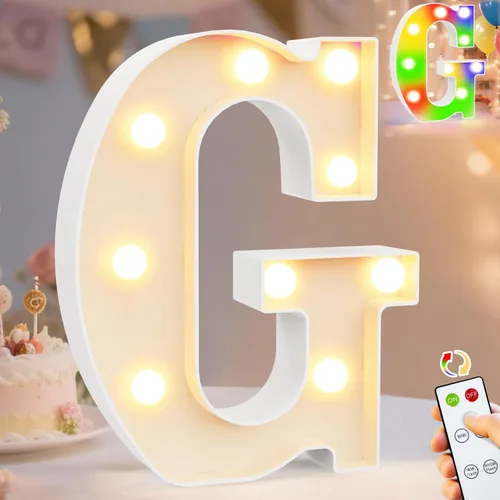 Vista 64 de Pooqla Letras con luces LED de marquesina, letras decorativas iluminadas en blanco cálido y blanco frío, letras del alfabeto iluminadas para niños