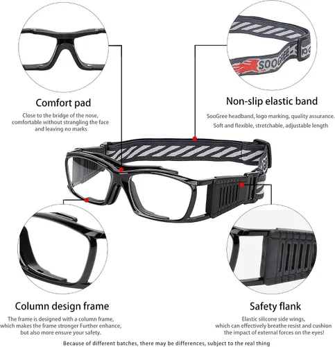 Vista 4 de SooGree Sports Goggles Racquetball Glassess Basketball Football Soccer Goggles for Men & Women Adjustable Strap