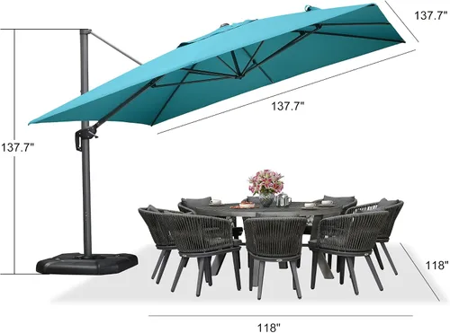 Vista 436 de PURPLE LEAF Paraguas al aire libre con base 8' x 8' protección solar verde Manzana Verde (Apple Green)