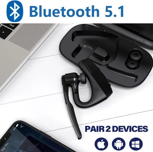 Vista 5 de CONAMBO Auriculares Bluetooth V5.1, 16 horas HD Talktime CVC8.0 Dual Mic Cancelación de Ruido Manos Libres Auricular Bluetooth para Teléfono Celular