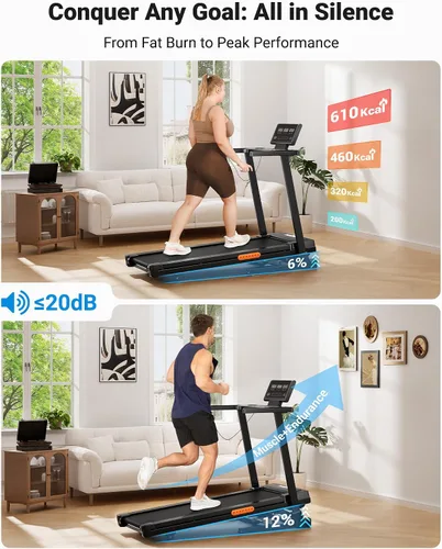 Vista 4 de THERUN Cinta de correr inclinada, cinta de correr con cinta de correr sin Naranja