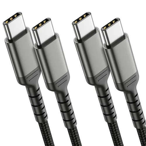 Vista 9 de Cable de carga USB C de 6 pulgadas, paquete de 2 cables cortos USB C a C trenzados de carga rápida, cable USBC compatible con iPhone 15, Samsung