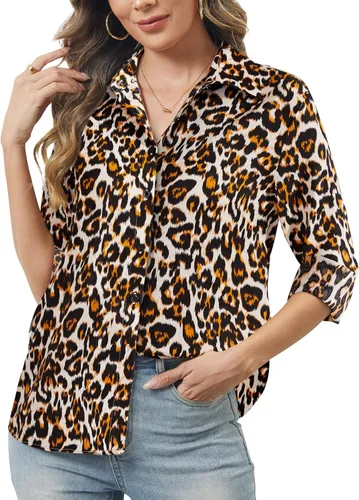 Vista 40 de Camisas de manga larga con botones para mujer, básicas, clásicas, suaves, con cuello a la moda, elegantes y casuales