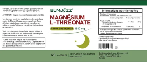 Vista 6 de Cápsulas de L-treonato de magnesio Suplemento 1800mg - 120