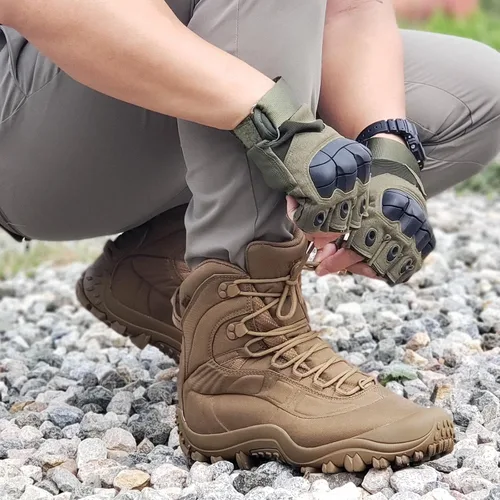 Vista 6 de SKENARY Botas tácticas para hombre de 8 pulgadas, botas militares impermeables