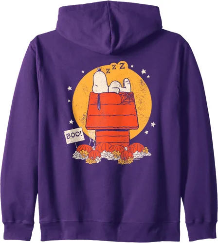 Vista 7 de Peanuts - Sudadera con capucha con cremallera para perro de Snoopy Halloween, Negro