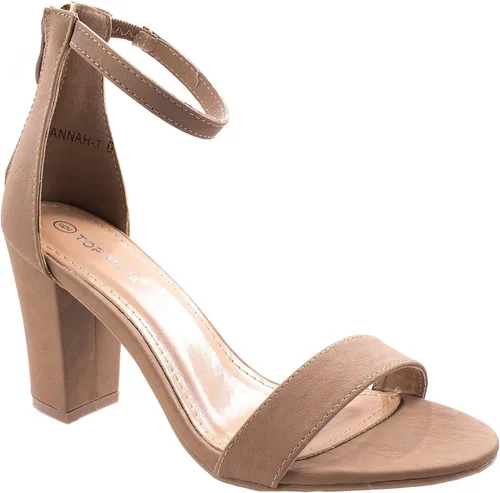 Vista 44 de TOP MODA Hannah-1 - Sandalias de tacón alto con tira en el tobillo elegantes, suela antideslizante, para boda, fiesta, baile de graduación Beige