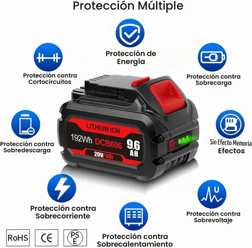 Vista 7 de 【Actualizada】Batería de repuesto de 20 V/60 V MAX 9600 mAh para Dewalt 60 V batería Flex Volt MAX DCB606 DCB612 DCB606-2 DCB609-2 DCB204 DCB206
