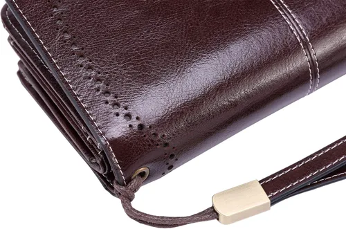 Vista 6 de KELEEL Cartera de cuero genuino con bloqueo RFID para mujer, Coffee), BCPLW2