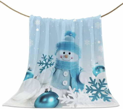 Vista 63 de Mantas de Tiro de Muñeco de Nieve de Navidad, Manta de Vellón Suave de Vacaciones de Invierno Decorativa para Hogar Sofá Sillón Silla Sala de Estar
