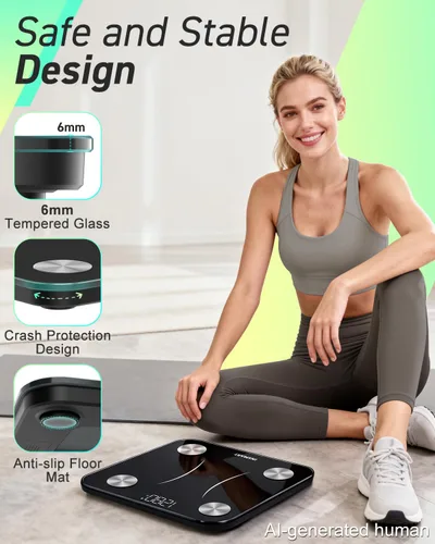 Vista 8 de INSMART Báscula de grasa corporal, báscula inteligente para peso corporal de 0.1 libras de alta precisión, báscula digital de peso de baño para IMC