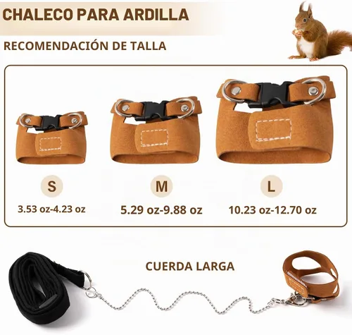 Vista 4 de Arnés y correa para ratas, 3 unidades, chaleco para caminar de animales pequeños, correa de cuerda de tracción ajustable para ardilla, jerbo, rata