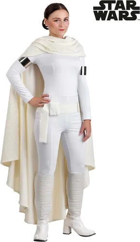 Vista 7 de Disfraz de Padme Amidala de Star Wars para mujer con cinturón de capa y espinilleras Traje de cosplay de Halloween
