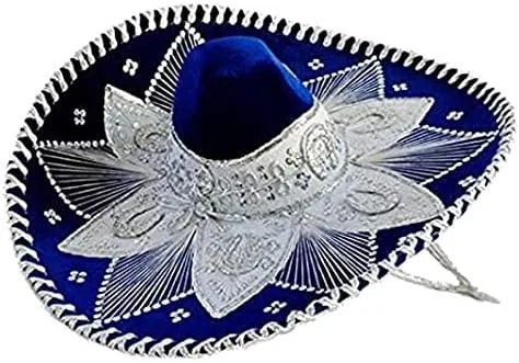 Vista 2 de Sombrero de Mariachi Azul Real y Blanco, Azul Real