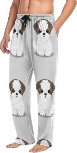 Vista 4 de Aslsiy Pantalones de pijama para hombre, pantalones de pijama suaves para hombre, pantalones separados para descansar