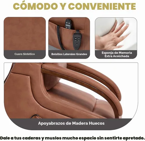 Vista 7 de Sillón reclinable de elevación eléctrica de doble motor Trustyue, reclinable plano, silla elevadora con masaje y calor, asistencia para pararse Piel