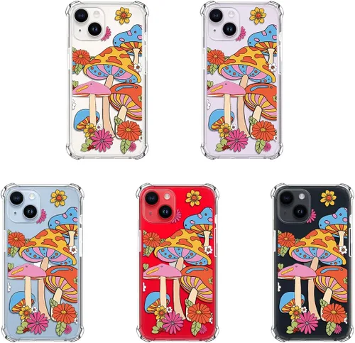 Vista 2 de Funda para iPhone 14, funda transparente con hongo para iPhone 14, funda protectora delgada y suave para iPhone 14 de 6.1 pulgadas, color hongo