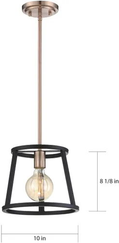 Vista 6 de Nuvo Lámpara de chasis 60/6641, mini colgante de 1 litro, acabado de latón cepillado de cobre