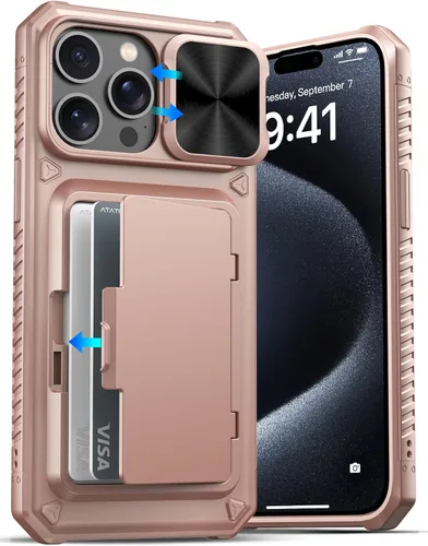 Vista 48 de ATATOO Funda Cartera para iPhone Air, Portador de Tarjetas Integrado (3-5 Tarjetas) [Bloqueo RFID] y Cubierta Deslizante para Cámara, Protección