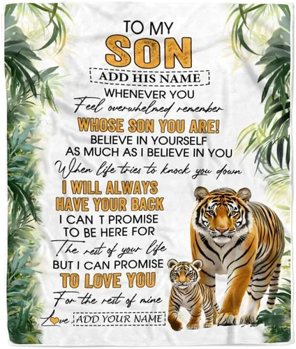 Vista 21 de Manta Personalizada "To My Son" de Mamá y Papá Regalos para Hijo que Va a la Universidad Cumpleaños Graduación Navidad Regalo Personalizado Manta
