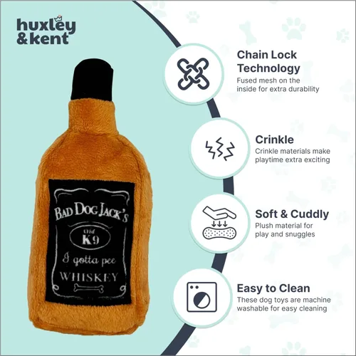 Vista 5 de Huxley & Kent Juguete divertido para perros con chirriador, juguetes chirriantes de felpa para perros pequeños, animal de peluche pequeño y duradero