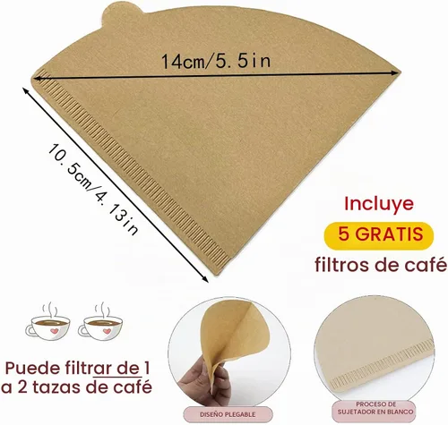 Vista 4 de Filtro de goteo de café plegable reutilizable con 5 filtros de Azul