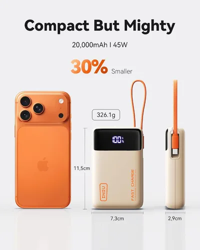 Vista 3 de INIU cargador portátil 20000mAh, banco de carga rápida más pequeño