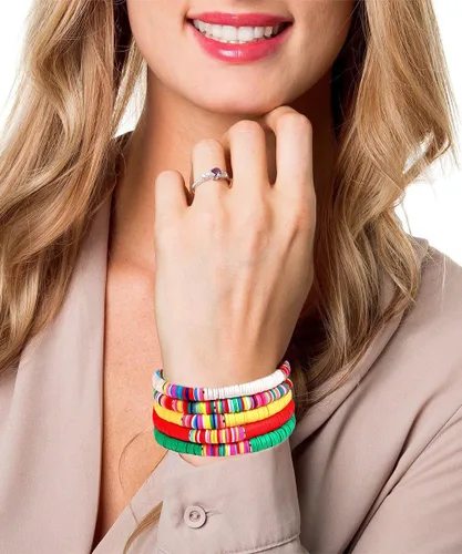 Vista 77 de Surfer Heishi - Pulseras apilables para mujer, apilables, de vinilo arcoíris, disco de arcilla, pulseras elásticas para la amistad, joyería bohemia