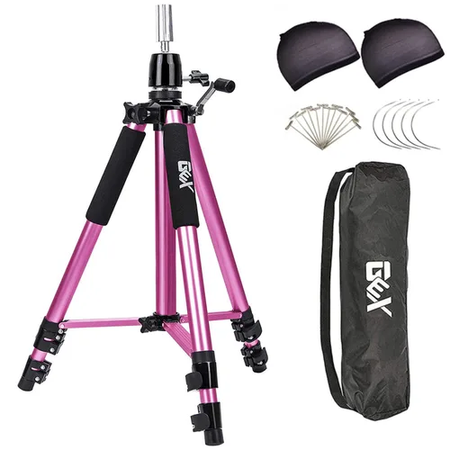 Vista 8 de GEXWORLDWIDE GEX - Soporte de trípode de maniquí resistente de 63 pulgadas para peluca, práctica de entrenamiento de cosmetología, cabeza de Negro