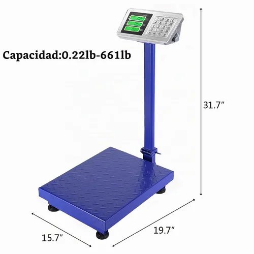 Vista 8 de TUFFIOM Báscula electrónica de plataforma digital de 661 libras, básculas de piso plegables azules resistentes, pantalla LCD de alta definición