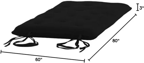 Vista 2 de D&D Futon Furniture Colchones japoneses tradicionales japoneses de algodón, espuma y poliéster, tamaño Queen, color negro, colchonetas de meditación