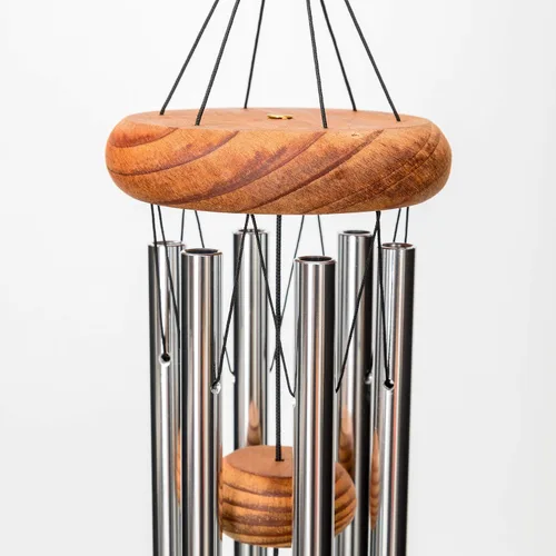 Vista 3 de Festival Wind River - Campana de viento de 18 pulgadas con personalización en plata por Wind River para patio, patio trasero, jardín y decoración al