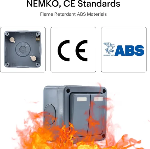 Vista 4 de NineLeaf 1PK IP66 Interruptor impermeable, SPDT Interruptor de tiro doble de un solo polo, interruptor de luz dual de 2 vías para jardín al aire
