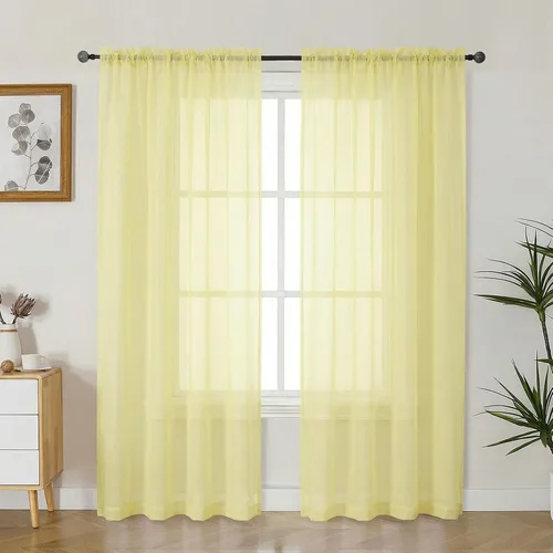 Vista 192 de Gwine Cortinas transparentes negras de 108 pulgadas de largo Negro