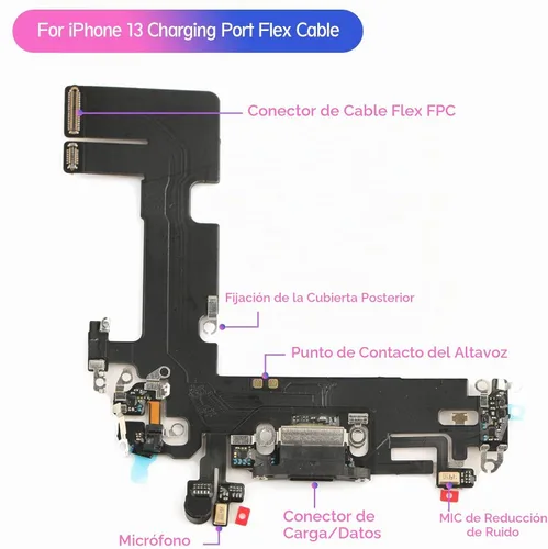 Vista 7 de Reemplazo para iPhone 13 Puerto de carga Dock Conector para iPhone 13 Puerto de carga Reemplazo USB Cargador Junta Flex Cable Asamblea Accesorios