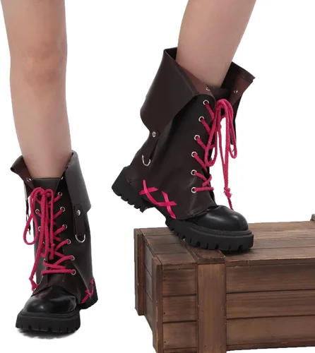 Vista 2 de DAZCOS Anime Cosplay Zapatos Botas Cubierta para Mujer Fiesta de Halloween